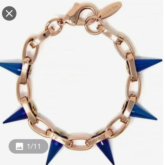 Jommi Lim Chain and Spike Rose Gold and Holographic Blue plated bracelet. - Picture 1 of 8